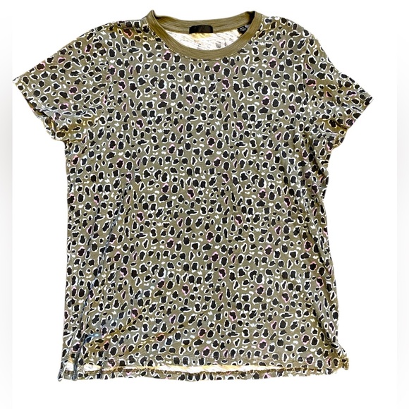 ATM Anthony Thomas Melillo Leopard Print Slub Cotton Crew Short Sleeve Tee Top - Picture 2 of 6
